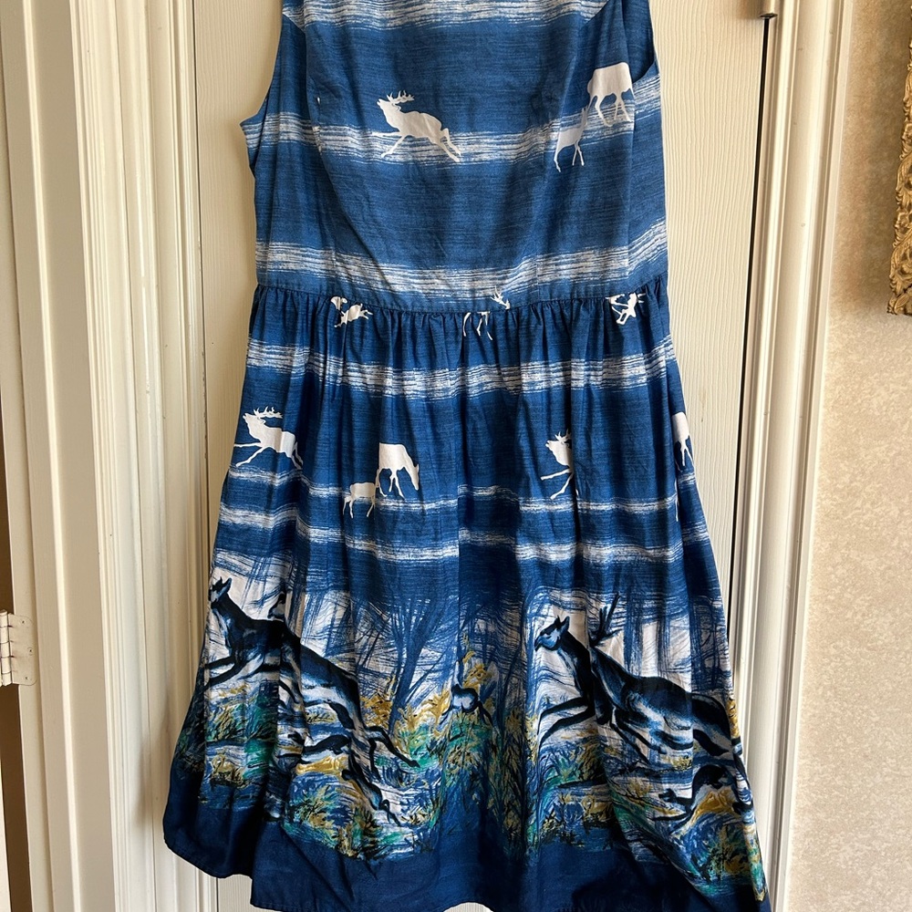 Fits like a 2X. Hell Bunny deer dress!